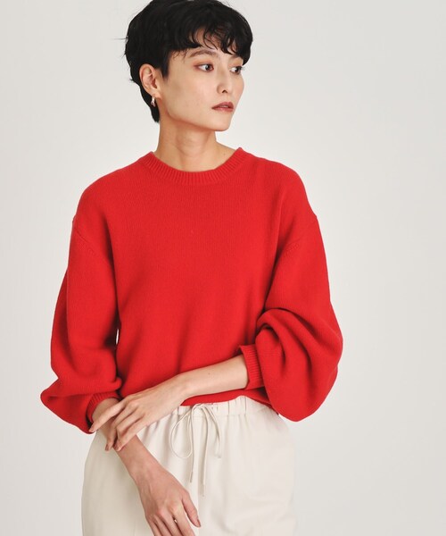 OPAQUE.CLIP（オペークドットクリップ）の「◆ミドルゲージクルーネックニット ≪Filivivi/フィルビビ≫【洗える】（ニット/セーター・レディース・レッド系1/グレー/ホワイト系/ライトブルー・40/38/36）」の11枚目の写真