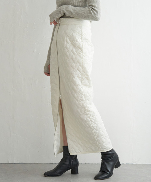 VENCEEXCHANGE（ヴァンスエクスチェンジ）の「ハートキルトダブルジップタイトスカート（スカート・レディース・ブラック/ライトグレー/ホワイト/チャコールグレー・FREE）」の2枚目の写真