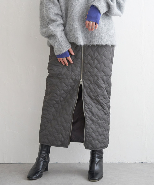 VENCEEXCHANGE（ヴァンスエクスチェンジ）の「ハートキルトダブルジップタイトスカート（スカート・レディース・ブラック/ライトグレー/ホワイト/チャコールグレー・FREE）」の4枚目の写真