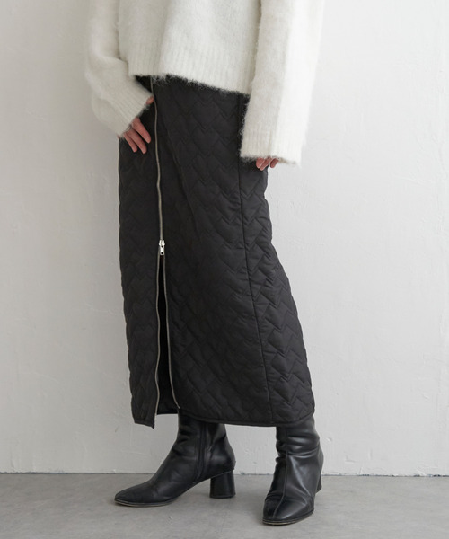 VENCEEXCHANGE（ヴァンスエクスチェンジ）の「ハートキルトダブルジップタイトスカート（スカート・レディース・ブラック/ライトグレー/ホワイト/チャコールグレー・FREE）」の3枚目の写真