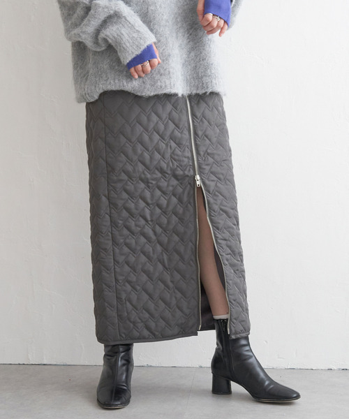 VENCEEXCHANGE（ヴァンスエクスチェンジ）の「ハートキルトダブルジップタイトスカート（スカート・レディース・ブラック/ライトグレー/ホワイト/チャコールグレー・FREE）」の5枚目の写真