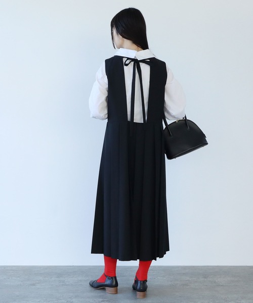 bulle de savon（ビュルデサボン）の「T/R プリーツワンピース（ワンピース・レディース・ブラック/グレー・FREE）」の15枚目の写真