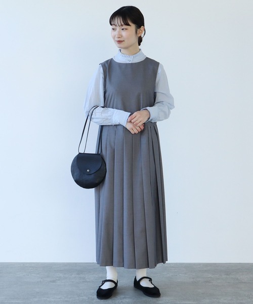 bulle de savon（ビュルデサボン）の「T/R プリーツワンピース（ワンピース・レディース・ブラック/グレー・FREE）」の5枚目の写真