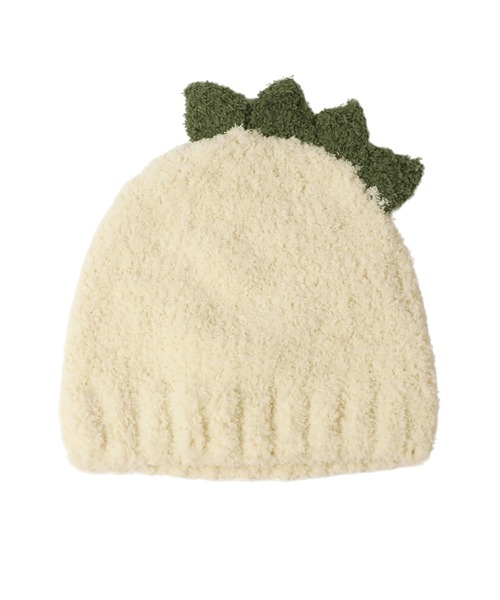 14+(イチヨンプラス)の「恐竜ニット帽(ニットキャップ/ビーニー・キッズ・イエロー/アイボリー/グリーン・KIDS FREE)」の2枚目の写真