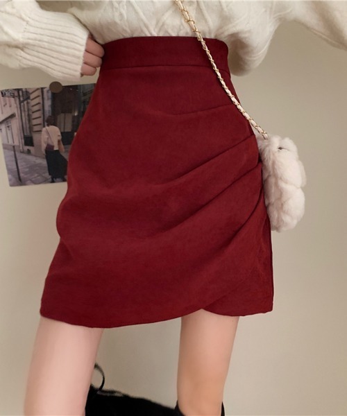 COCOMOMO（ココモモ）の「Y2K ハイウエストミニラップスカート（スカート・レディース・ベージュ/ブラック/ワイン・M/L/S）」の3枚目の写真