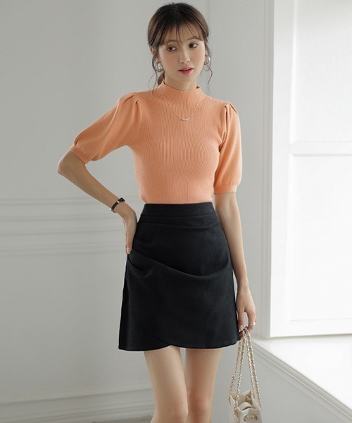 COCOMOMO（ココモモ）の「Y2K ハイウエストミニラップスカート（スカート・レディース・ベージュ/ブラック/ワイン・M/L/S）」の4枚目の写真