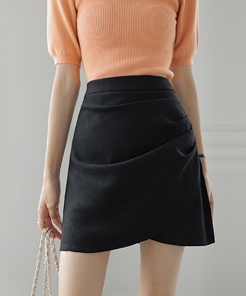 COCOMOMO（ココモモ）の「Y2K ハイウエストミニラップスカート（スカート・レディース・ベージュ/ブラック/ワイン・M/L/S）」の5枚目の写真