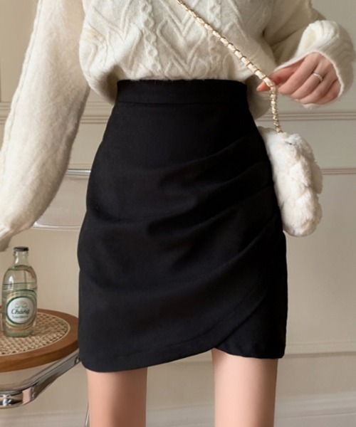 COCOMOMO（ココモモ）の「Y2K ハイウエストミニラップスカート（スカート・レディース・ベージュ/ブラック/ワイン・M/L/S）」の15枚目の写真