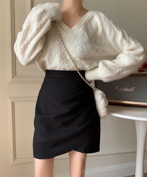 COCOMOMO（ココモモ）の「Y2K ハイウエストミニラップスカート（スカート・レディース・ベージュ/ブラック/ワイン・M/L/S）」の16枚目の写真