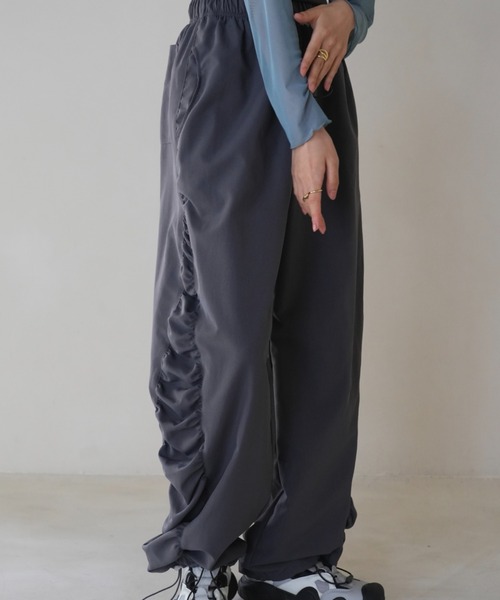 Non Tokyo フリル付きブラウンナイロンパンツ NON TOKYO/ノントーキョー】NYLON FRILL PANTS/ナイロンフリル