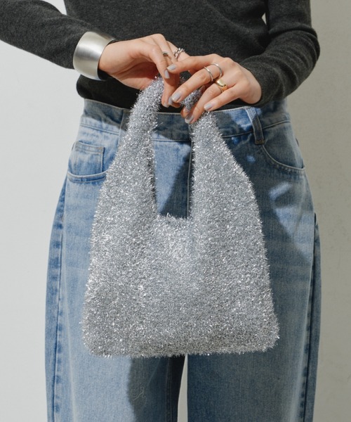 Aunt Marie's(アントマリーズ)の「ラメニットミニハンドバッグ(ハンドバッグ・レディース・ピンク/シルバー/ブラック・FREE)」の3枚目の写真