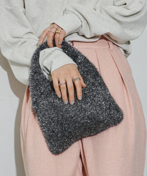 Aunt Marie's(アントマリーズ)の「ラメニットミニハンドバッグ(ハンドバッグ・レディース・ピンク/シルバー/ブラック・FREE)」の6枚目の写真