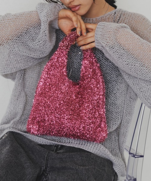 Aunt Marie's(アントマリーズ)の「ラメニットミニハンドバッグ(ハンドバッグ・レディース・ピンク/シルバー/ブラック・FREE)」の8枚目の写真