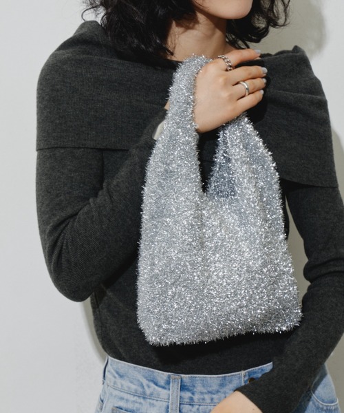 Aunt Marie's(アントマリーズ)の「ラメニットミニハンドバッグ(ハンドバッグ・レディース・ピンク/シルバー/ブラック・FREE)」の12枚目の写真