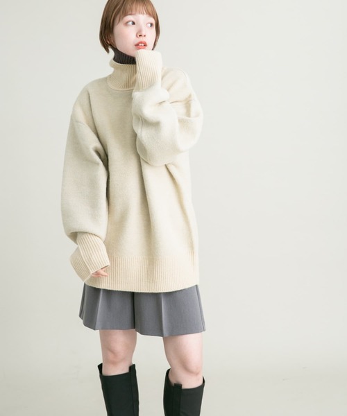 KBF（ケイビーエフ）の「リバーシブルハイネックオーバーニット（ニット/セーター・レディース・ベージュ系その他/グレー系その他/ブルー系その他・ONE）」の10枚目の写真