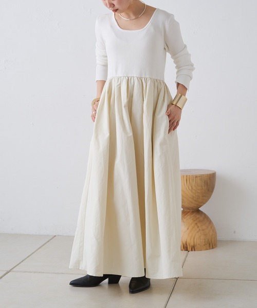 Omekashi（オメカシ）の「ドッキングフレアワンピース（ワンピース・レディース・ブラック/オフホワイト・38/36）」の5枚目の写真