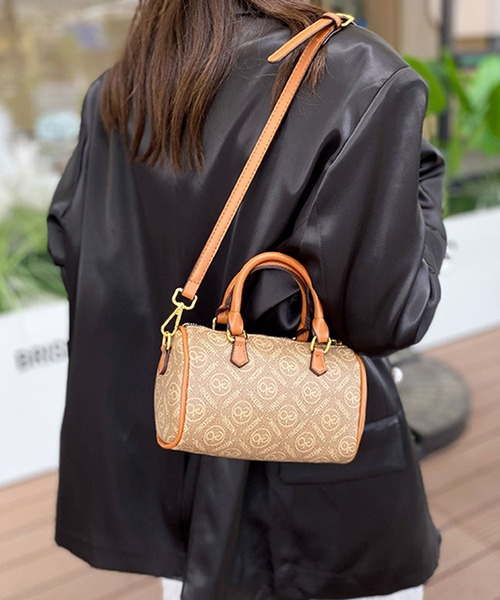 florist(フローリスト)の「【2WAY/3WAY】モノグラムレザー配色ミニボストンバッグ/ショルダーバッグ(ボストンバッグ・レディース・モカ/ベージュ・FREE)」の5枚目の写真