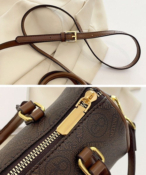 florist(フローリスト)の「【2WAY/3WAY】モノグラムレザー配色ミニボストンバッグ/ショルダーバッグ(ボストンバッグ・レディース・モカ/ベージュ・FREE)」の11枚目の写真