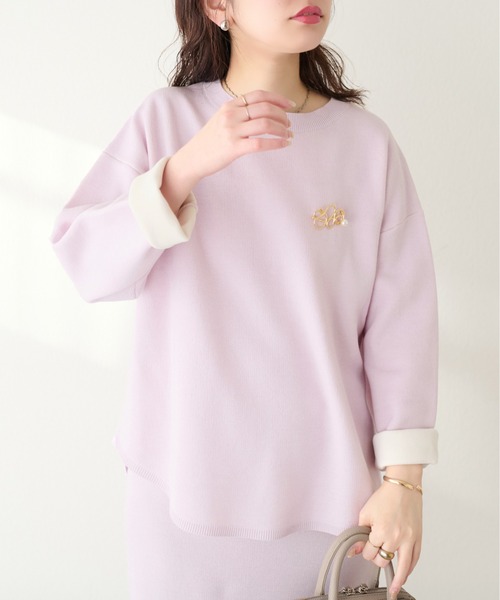 natural couture(ナチュラルクチュール)の「三重臼カーブヘムしっかりニット(ニット/セーター・レディース・ライトベージュ/イエロー系その他/オフホワイト/ピンク/ネイビー・FREE)」の5枚目の写真
