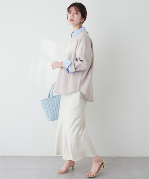 natural couture(ナチュラルクチュール)の「三重臼カーブヘムしっかりニット(ニット/セーター・レディース・ライトベージュ/イエロー系その他/オフホワイト/ピンク/ネイビー・FREE)」の13枚目の写真