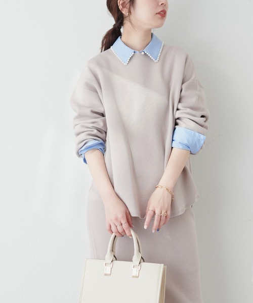 natural couture(ナチュラルクチュール)の「三重臼カーブヘムしっかりニット(ニット/セーター・レディース・ライトベージュ/イエロー系その他/オフホワイト/ピンク/ネイビー・FREE)」の14枚目の写真