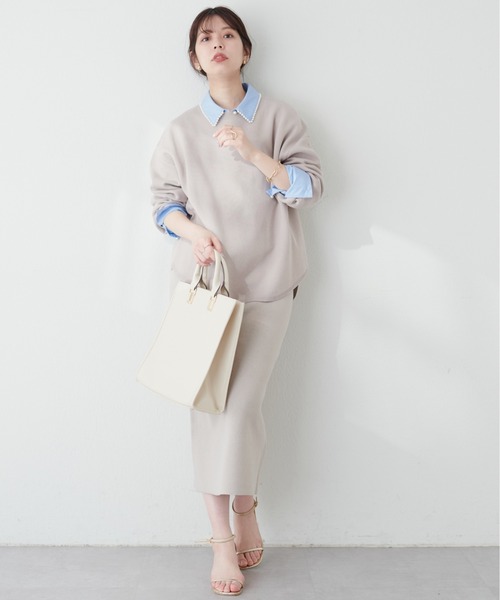 natural couture(ナチュラルクチュール)の「三重臼カーブヘムしっかりニット(ニット/セーター・レディース・ライトベージュ/イエロー系その他/オフホワイト/ピンク/ネイビー・FREE)」の15枚目の写真