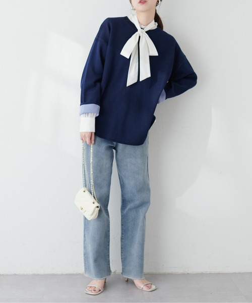 natural couture(ナチュラルクチュール)の「三重臼カーブヘムしっかりニット(ニット/セーター・レディース・ライトベージュ/イエロー系その他/オフホワイト/ピンク/ネイビー・FREE)」の22枚目の写真