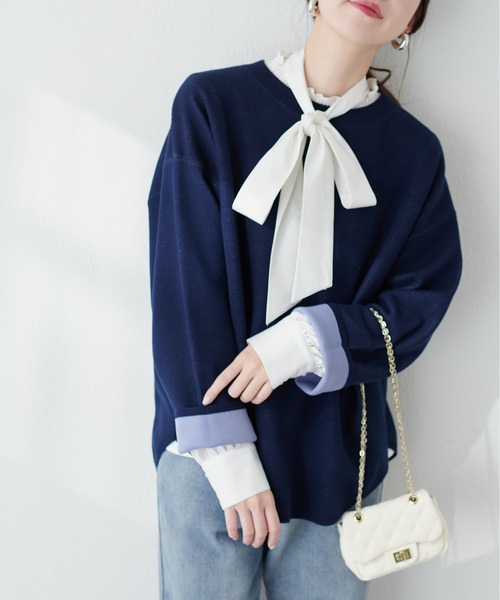 natural couture(ナチュラルクチュール)の「三重臼カーブヘムしっかりニット(ニット/セーター・レディース・ライトベージュ/イエロー系その他/オフホワイト/ピンク/ネイビー・FREE)」の21枚目の写真
