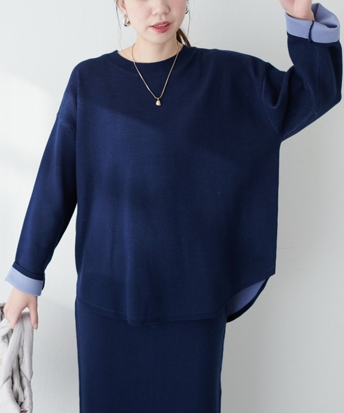natural couture(ナチュラルクチュール)の「三重臼カーブヘムしっかりニット(ニット/セーター・レディース・ライトベージュ/イエロー系その他/オフホワイト/ピンク/ネイビー・FREE)」の17枚目の写真