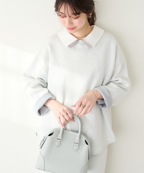 natural couture(ナチュラルクチュール)の「三重臼カーブヘムしっかりニット(ニット/セーター・レディース・ライトベージュ/イエロー系その他/オフホワイト/ピンク/ネイビー・FREE)」の7枚目の写真