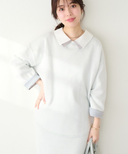 natural couture(ナチュラルクチュール)の「三重臼カーブヘムしっかりニット(ニット/セーター・レディース・ライトベージュ/イエロー系その他/オフホワイト/ピンク/ネイビー・FREE)」の8枚目の写真