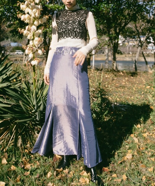 sahara（サハラ）の「Nylon Chambray Skirt/ナイロンシャンブレースカート（スカート・レディース・ダークブラウン/ピンク/ブルー・FREE）」の3枚目の写真