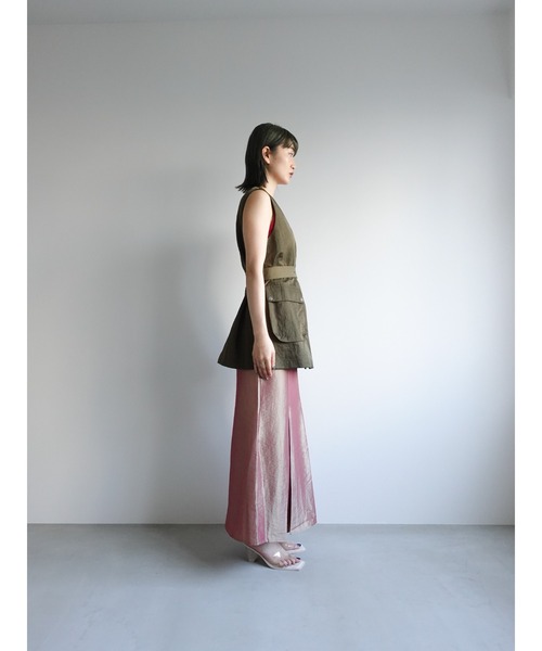 sahara（サハラ）の「Nylon Chambray Skirt/ナイロンシャンブレースカート（スカート・レディース・ダークブラウン/ピンク/ブルー・FREE）」の18枚目の写真