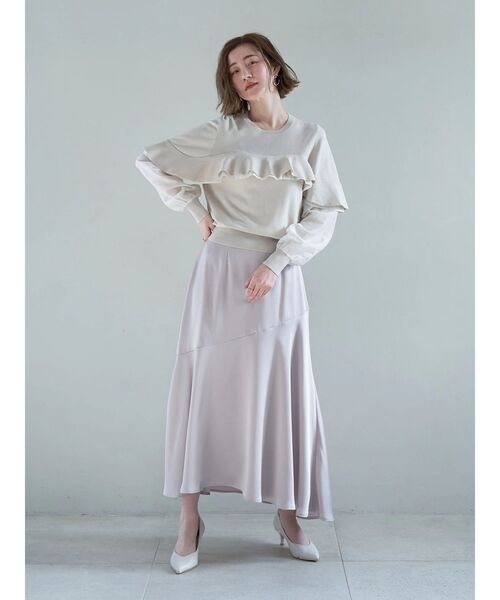YECCA VECCA(イェッカヴェッカ)の「アシメマーメイドサテンスカート(スカート・レディース・ピンク/グレイッシュベージュ/チャコールグレー・S/M)」の12枚目の写真