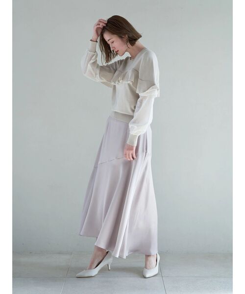 YECCA VECCA(イェッカヴェッカ)の「アシメマーメイドサテンスカート(スカート・レディース・ピンク/グレイッシュベージュ/チャコールグレー・S/M)」の13枚目の写真