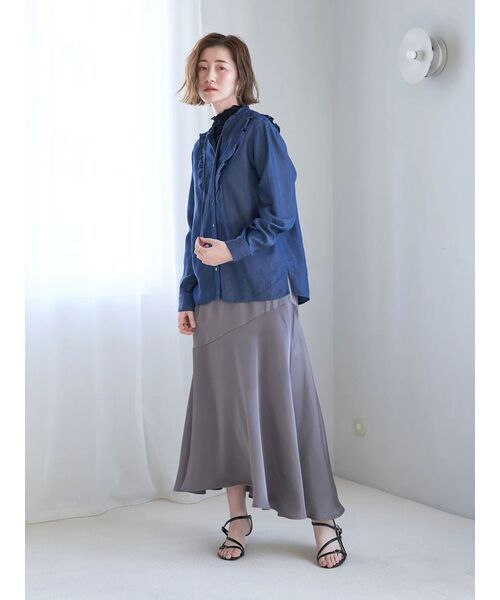 YECCA VECCA(イェッカヴェッカ)の「アシメマーメイドサテンスカート(スカート・レディース・ピンク/グレイッシュベージュ/チャコールグレー・S/M)」の22枚目の写真