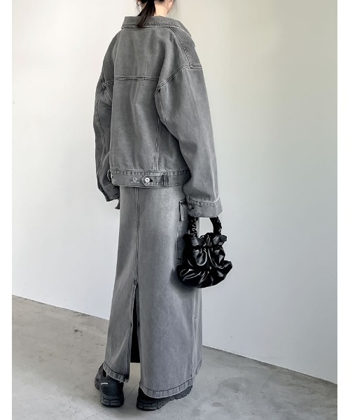 Re:EDIT（リエディ）の「[2024SS COLLECTION][低身長サイズ有]コットンデニムカーゴスカート（デニムスカート・レディース・ライトブルー/グレー/ブルー/ネイビー系・SHORT/MEDIUM/LARGE）」の7枚目の写真