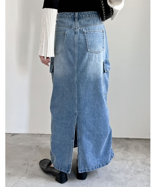 Re:EDIT（リエディ）の「[2024SS COLLECTION][低身長サイズ有]コットンデニムカーゴスカート（デニムスカート・レディース・ライトブルー/グレー/ブルー/ネイビー系・SHORT/MEDIUM/LARGE）」の17枚目の写真