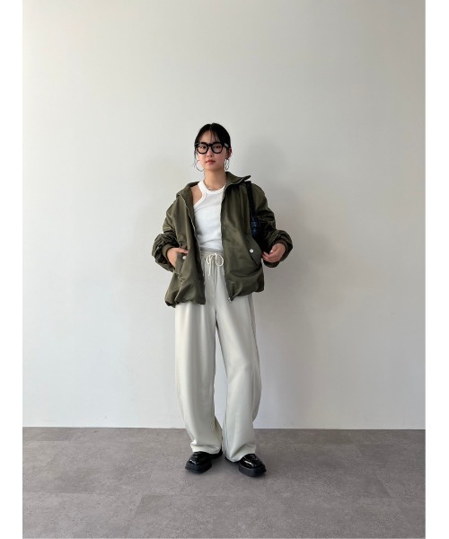 HANNE（アン）の「Wウエストジャージパンツ（スウェットパンツ・レディース・アイボリー/ブラック/ネイビー/ブルー・FREE）」の19枚目の写真