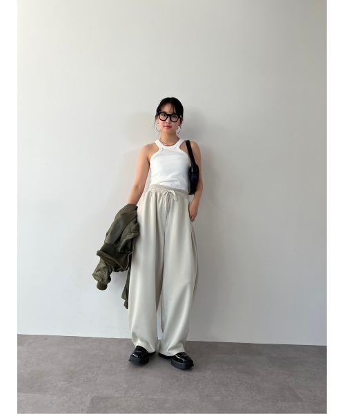 HANNE（アン）の「Wウエストジャージパンツ（スウェットパンツ・レディース・アイボリー/ブラック/ネイビー/ブルー・FREE）」の22枚目の写真