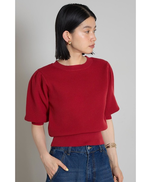 &. NOSTALGIA(アンドドットノスタルジア)の「ボリュームスリーブスポンジニット(ニット/セーター・レディース・ラベンダー/ホワイト/グレー/ブルー/アイボリー/ブラック/ダークグレー/レッド/ブラック×ホワイト/ブラウン・M)」の10枚目の写真