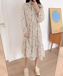 小花柄 ボウタイワンピース レディース春