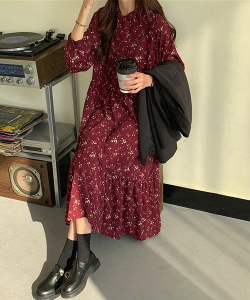 Miniministore(ミニミニストア)の「小花柄 ボウタイワンピース レディース春(ワンピース・レディース・ブラック/アイボリー/ワインレッド・FREE)」の11枚目の写真