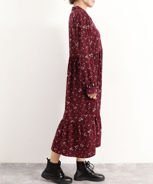 Miniministore(ミニミニストア)の「小花柄 ボウタイワンピース レディース春(ワンピース・レディース・ブラック/アイボリー/ワインレッド・FREE)」の18枚目の写真