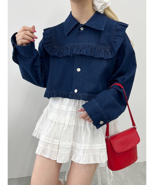 PHILLY（フィリー）の「フリルショートデニムジャケット（デニムジャケット・レディース・ブルー/ホワイト・FREE）」の9枚目の写真