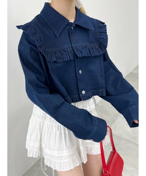 PHILLY（フィリー）の「フリルショートデニムジャケット（デニムジャケット・レディース・ブルー/ホワイト・FREE）」の11枚目の写真