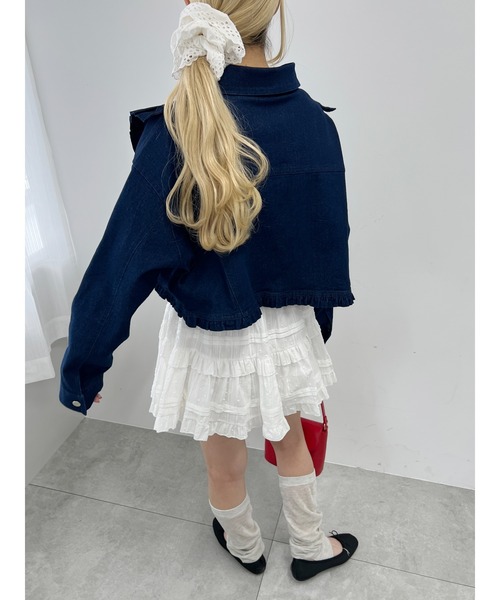 PHILLY（フィリー）の「フリルショートデニムジャケット（デニムジャケット・レディース・ブルー/ホワイト・FREE）」の8枚目の写真