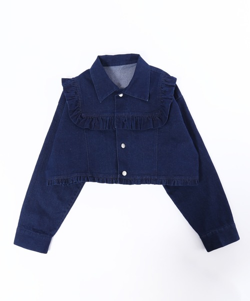 PHILLY（フィリー）の「フリルショートデニムジャケット（デニムジャケット・レディース・ブルー/ホワイト・FREE）」の4枚目の写真