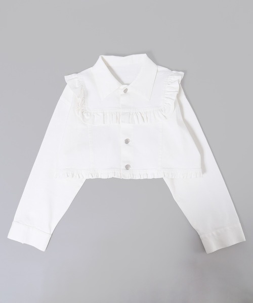 PHILLY（フィリー）の「フリルショートデニムジャケット（デニムジャケット・レディース・ブルー/ホワイト・FREE）」の3枚目の写真