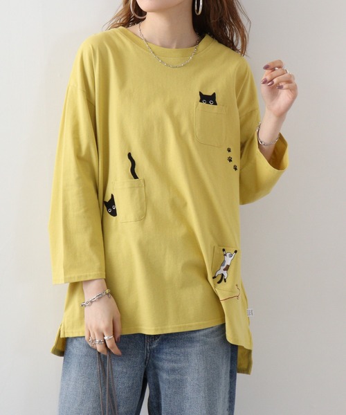 Quelle Chance(ケルシャンス)の「Quelle chance シシュウプルオーバー(Tシャツ/カットソー・レディース・ネイビー系/ネイビー系1/ネイビー系2/サックスブルー系/サックスブルー系1/ライトグリーン系/ライトグリーン系1/ライトグリーン系2/ホワイト/ホワイト系/ホワイト系2/イエロー・M)」の12枚目の写真